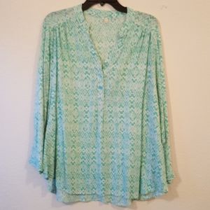 Teal henley blouse